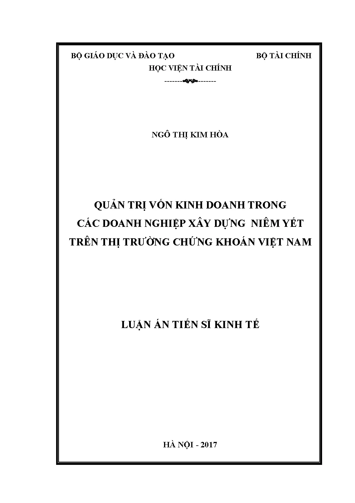 Quản trị vốn kinh doanh trong doanh nghiệp xây dựng niêm yết