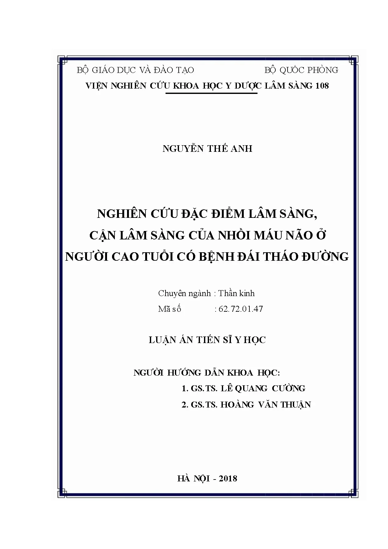Đặc điểm nhồi máu não ở người cao tuổi đái tháo đường