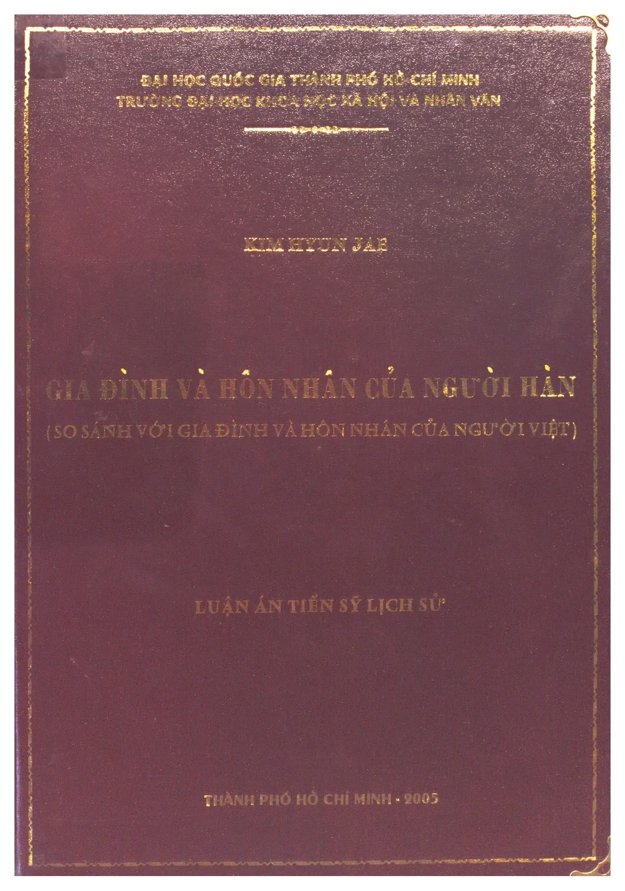 Luận án tiến sĩ gia đình và hôn nhân của người hàn