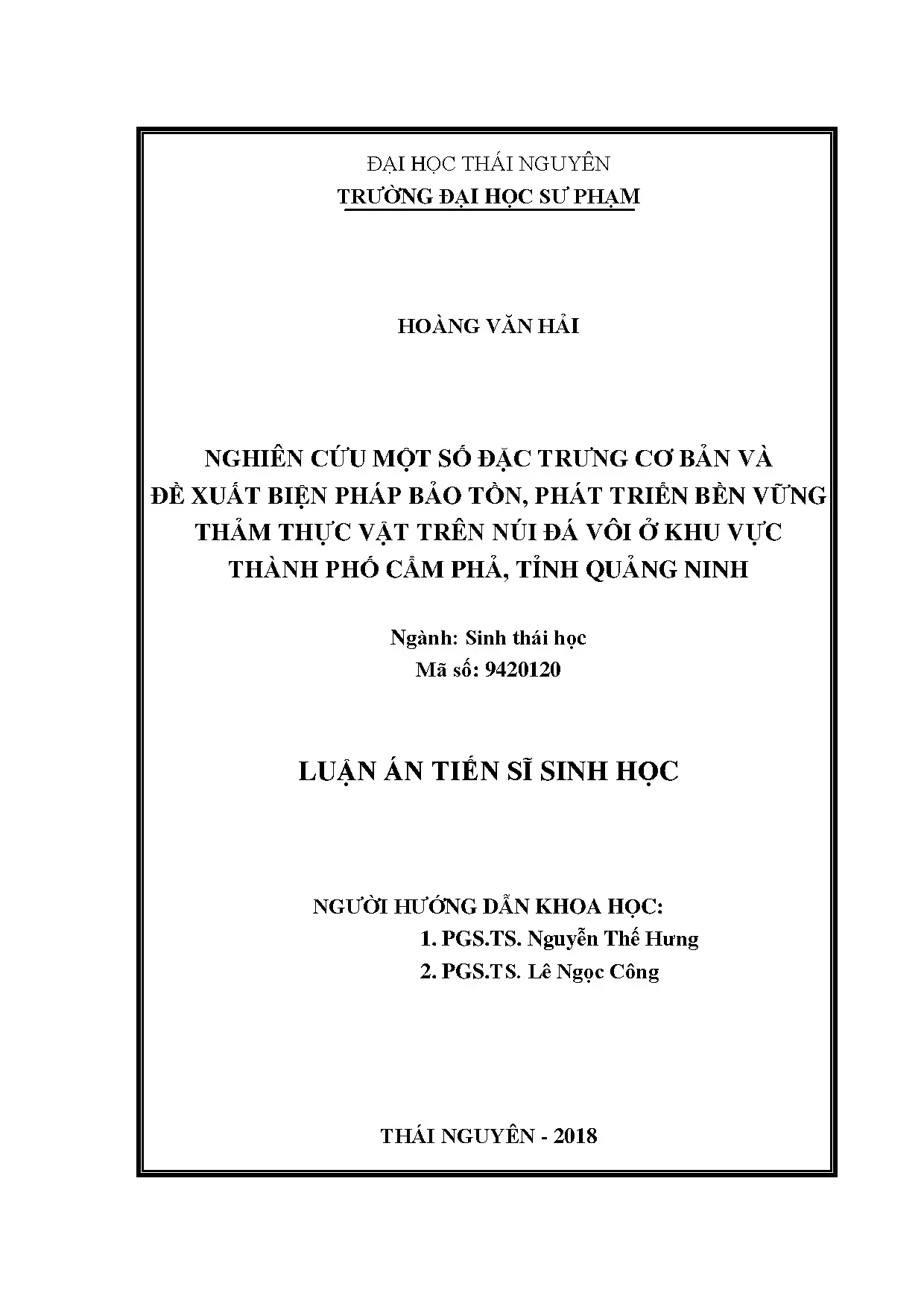Bảo tồn thảm thực vật núi đá vôi - Nghiên cứu tại Cẩm Phả, Quảng Ninh