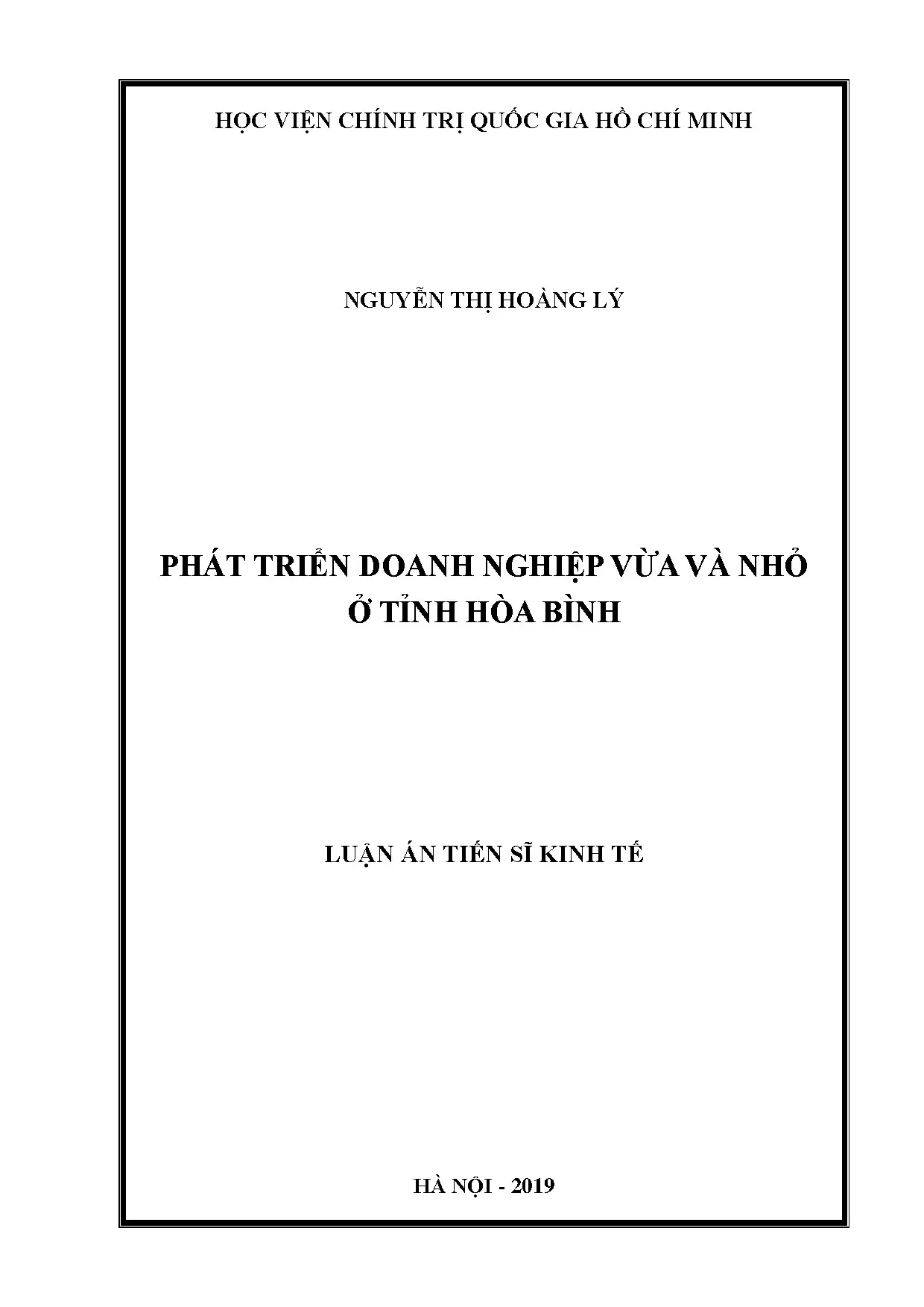 Phát triển doanh nghiệp vừa và nhỏ tỉnh Hòa Bình: Luận án tiến sĩ
