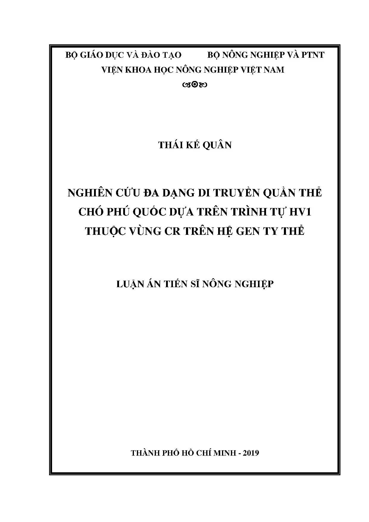 Đa dạng di truyền quần thể chó Phú Quốc qua HV1 mtDNA