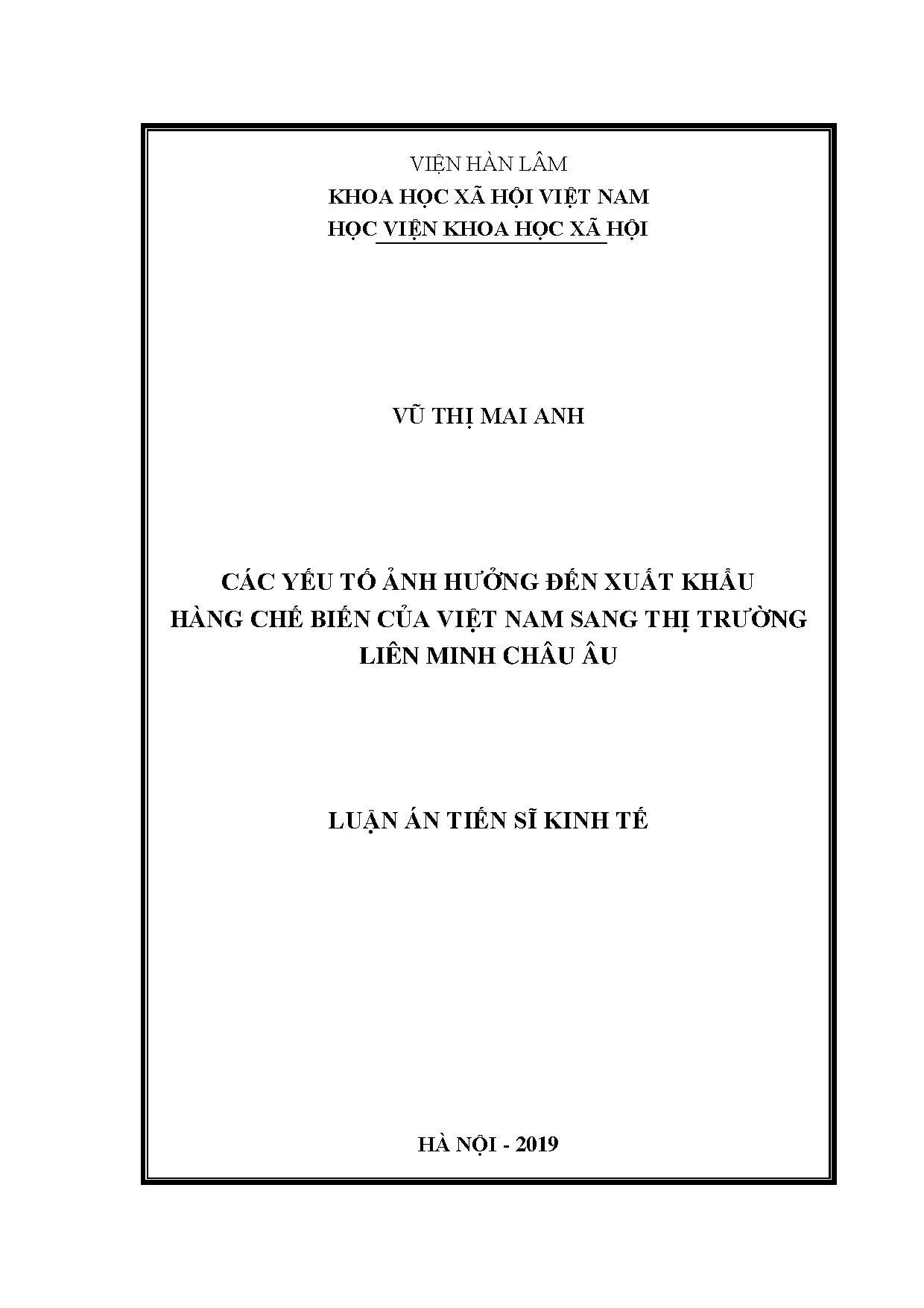 Yếu tố ảnh hưởng xuất khẩu hàng chế biến Việt Nam sang EU