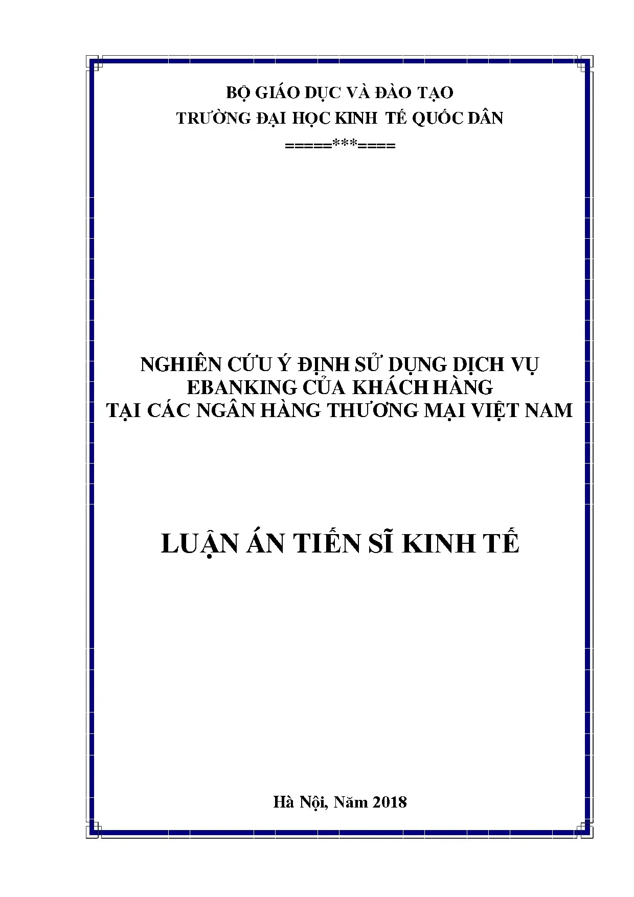 Nghiên cứu ý định sử dụng dịch vụ ebanking tại Việt Nam