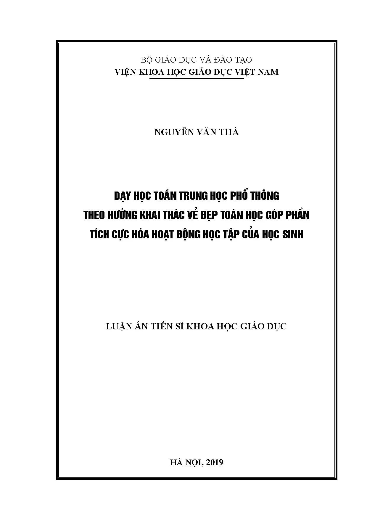 Dạy học toán THPT theo hướng khai thác vẻ đẹp toán học