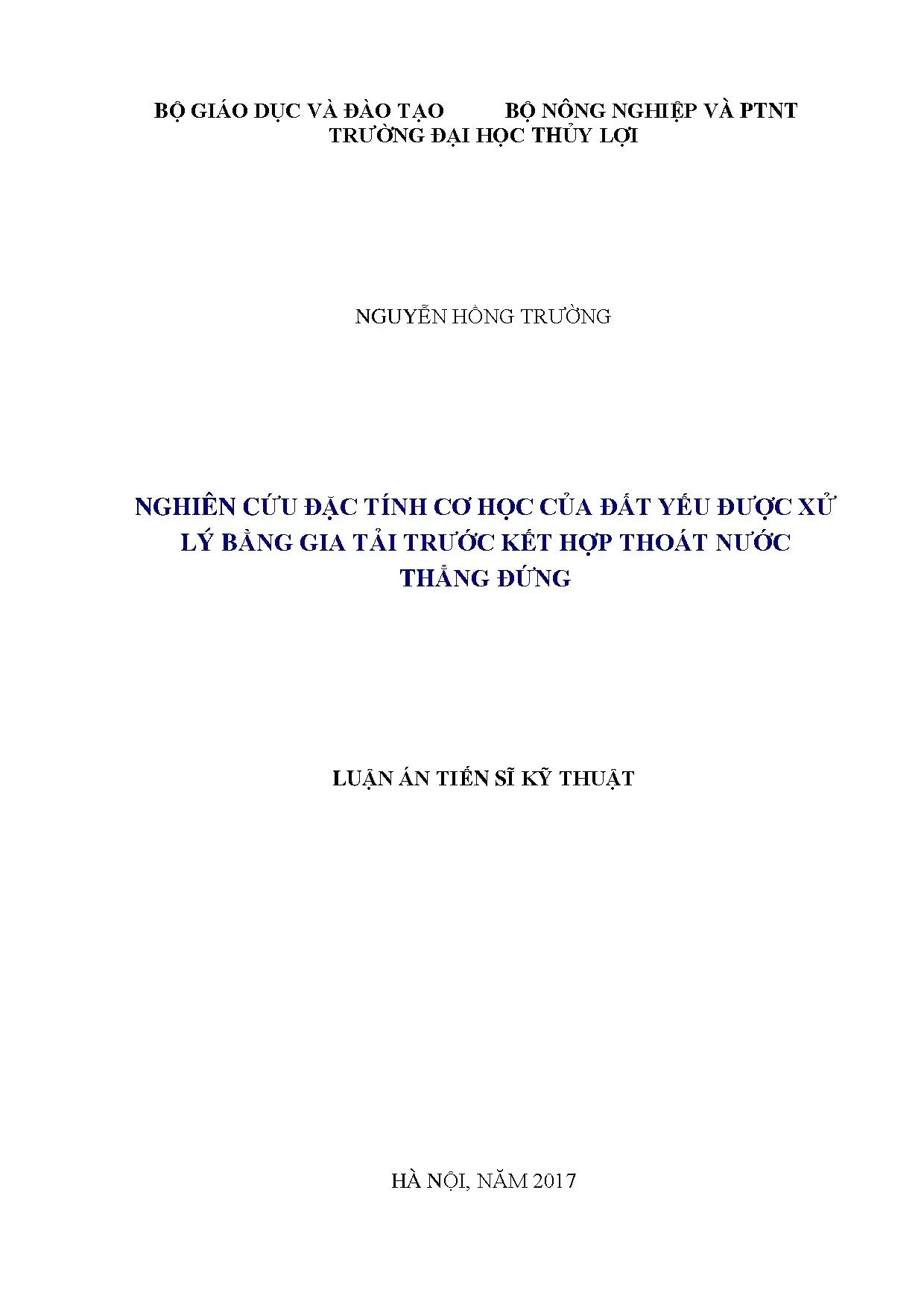 Đặc tính cơ học đất yếu xử lý bằng gia tải trước, thoát nước đứng