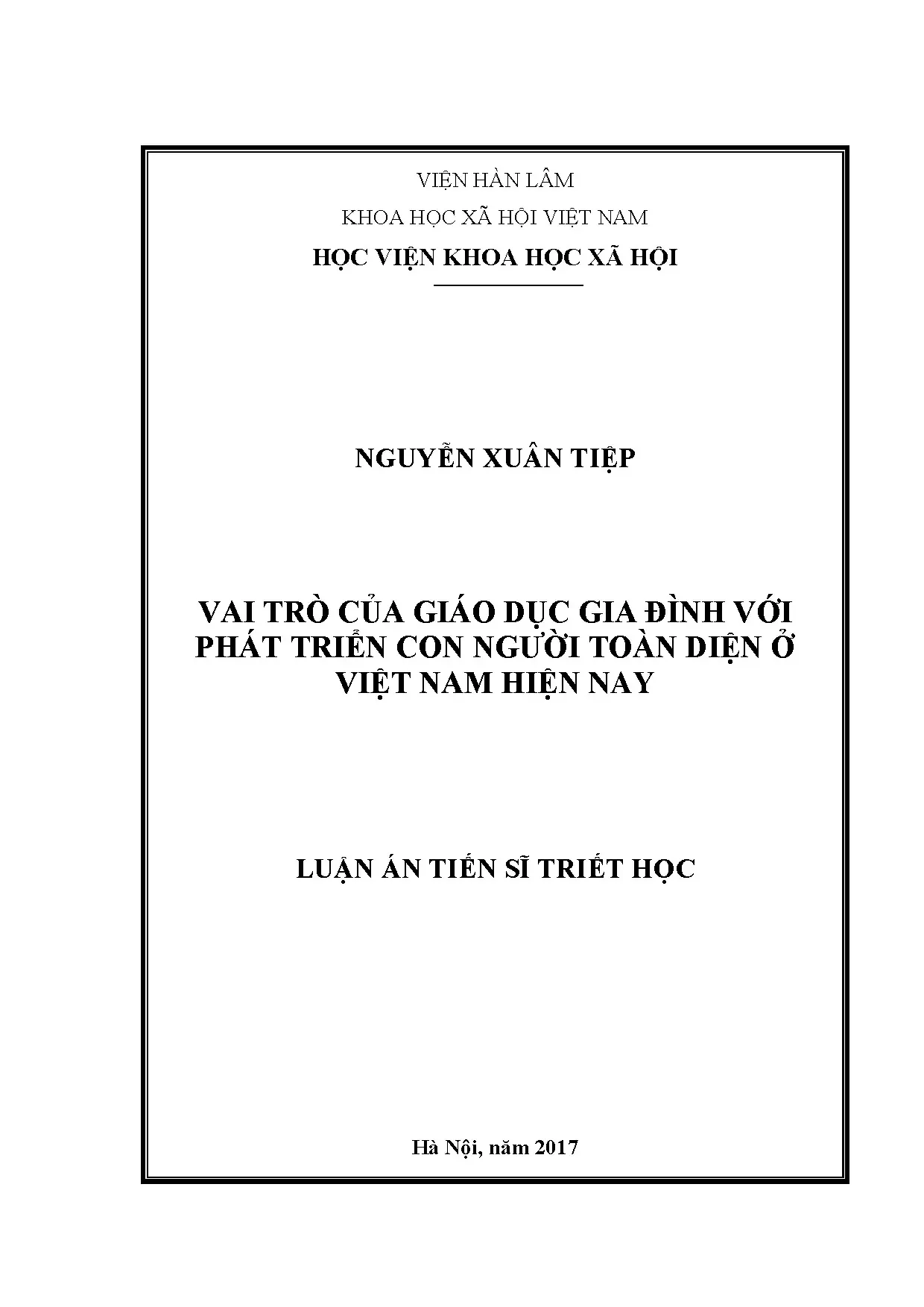 Vai trò giáo dục gia đình với phát triển con người Việt Nam