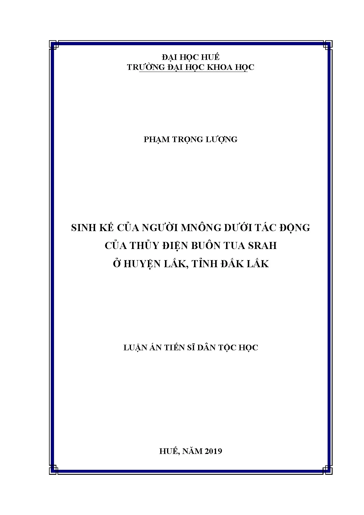 Sinh kế người Mnông dưới tác động thủy điện Buôn Tua Srah