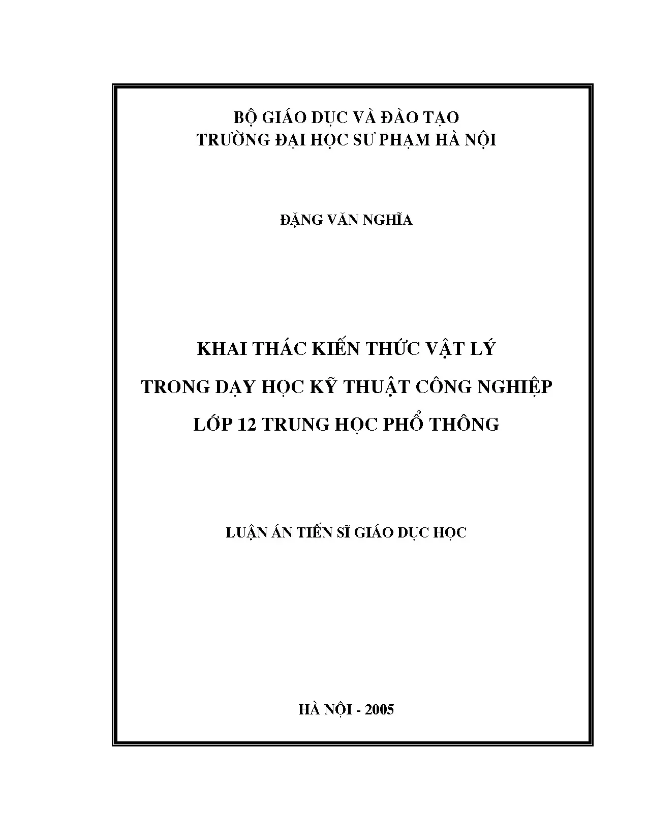 Khai thác kiến thức vật lý trong dạy học kỹ thuật công nghiệp lớp 12