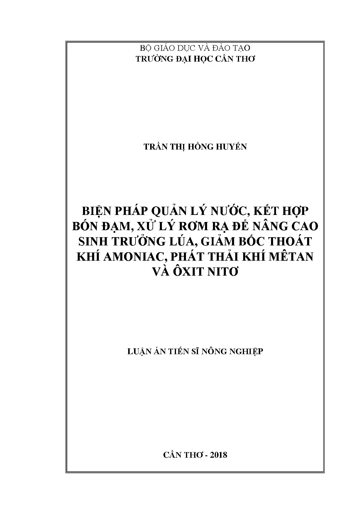 Biện pháp quản lý nước kết hợp bón đạm giảm phát thải khí nhà kính