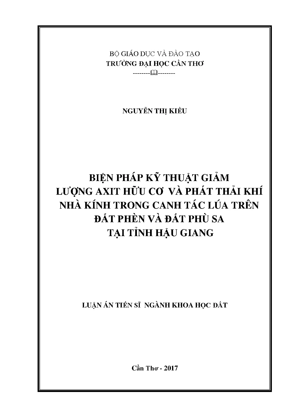 Giảm axit hữu cơ và phát thải khí nhà kính trong lúa Hậu Giang