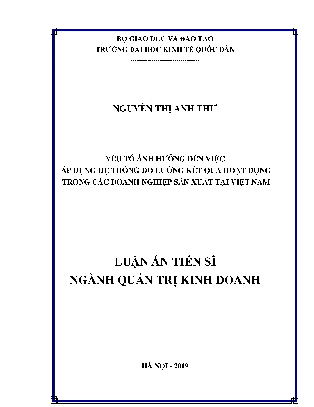 Yếu tố ảnh hưởng áp dụng hệ thống đo lường kết quả hoạt động tại Việt Nam
