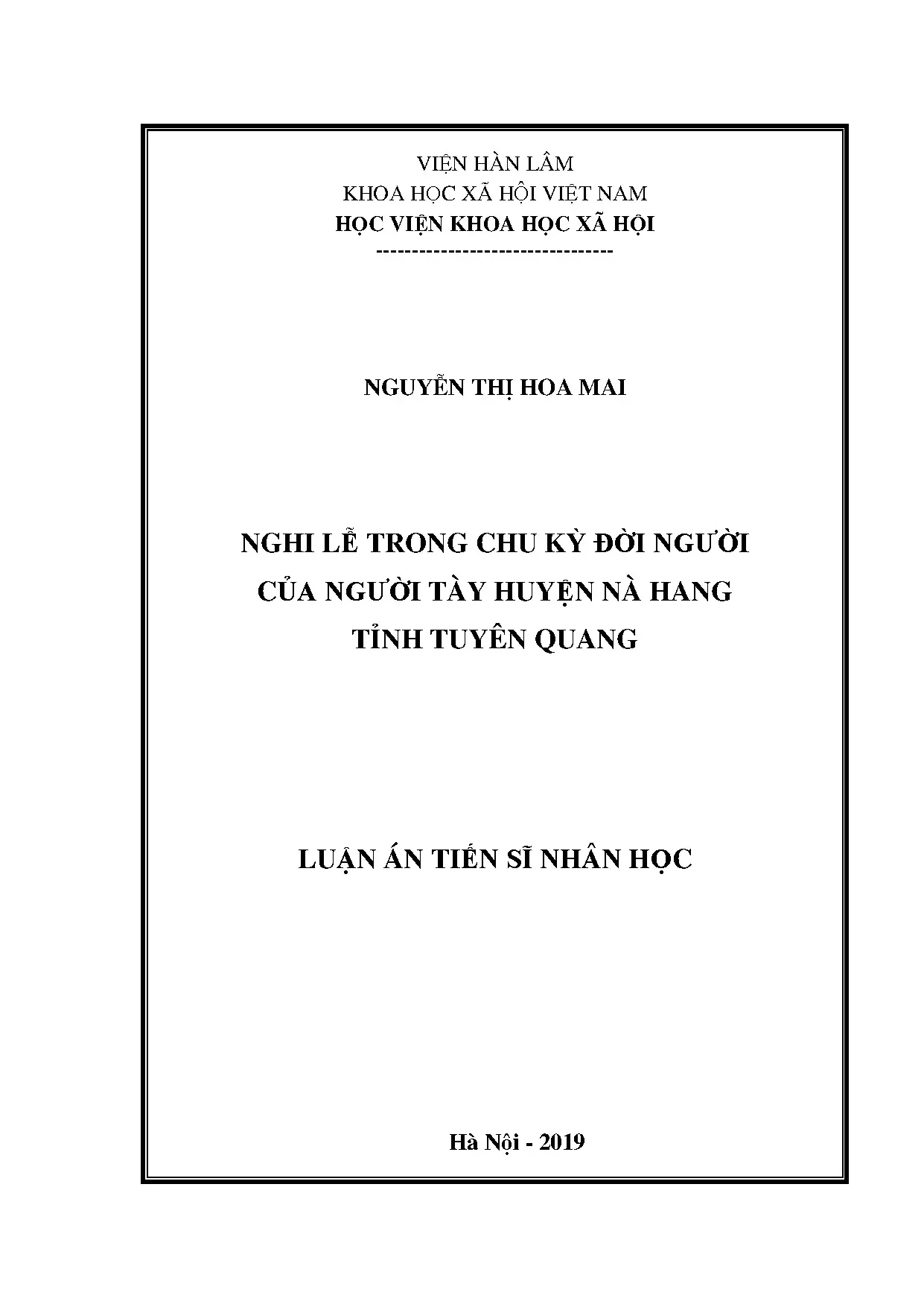 Nghi lễ chu kỳ đời người người Tày Nà Hang, Tuyên Quang