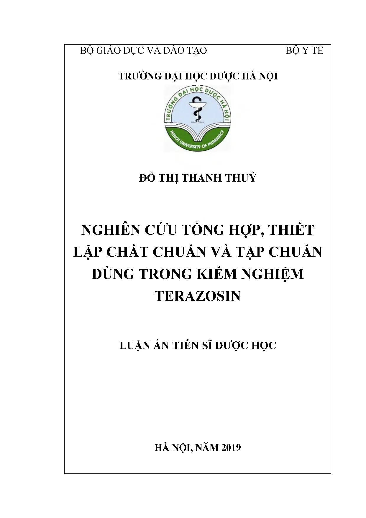 Nghiên cứu tổng hợp chất chuẩn và tạp chuẩn kiểm nghiệm terazosin