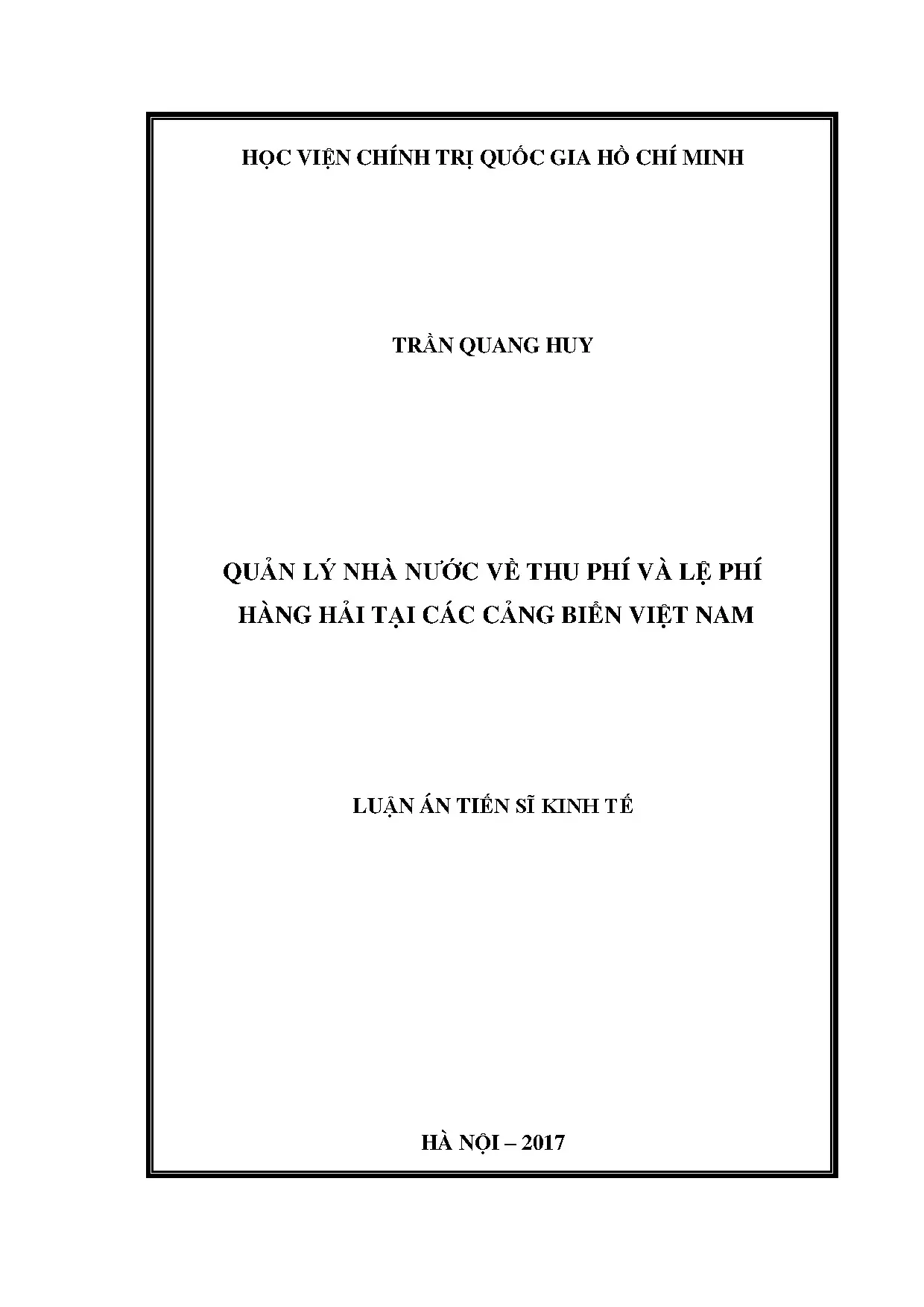 Quản lý nhà nước về thu phí và lệ phí hàng hải tại cảng biển Việt Nam