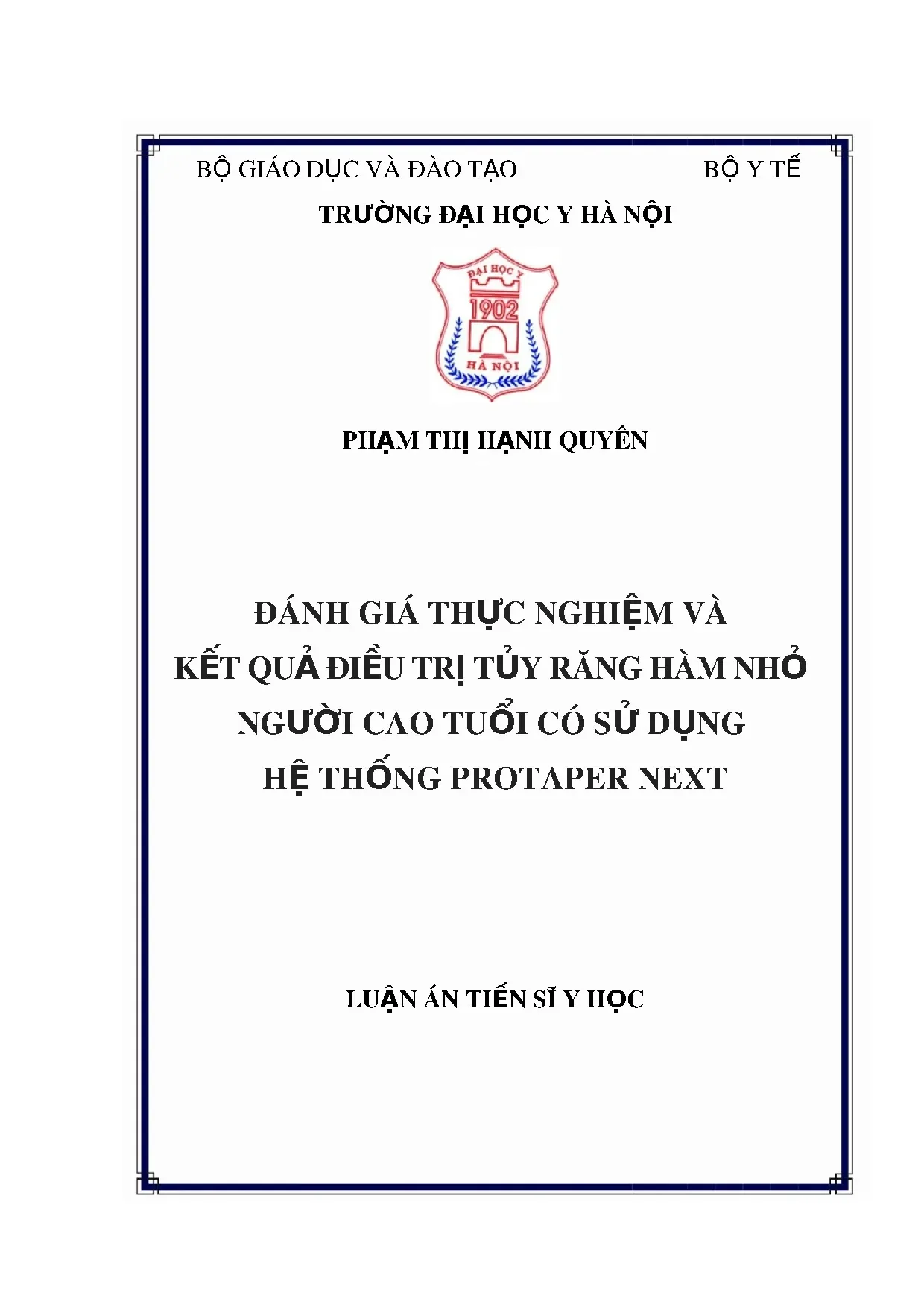 Điều trị tủy răng hàm nhỏ người cao tuổi với Protaper Next