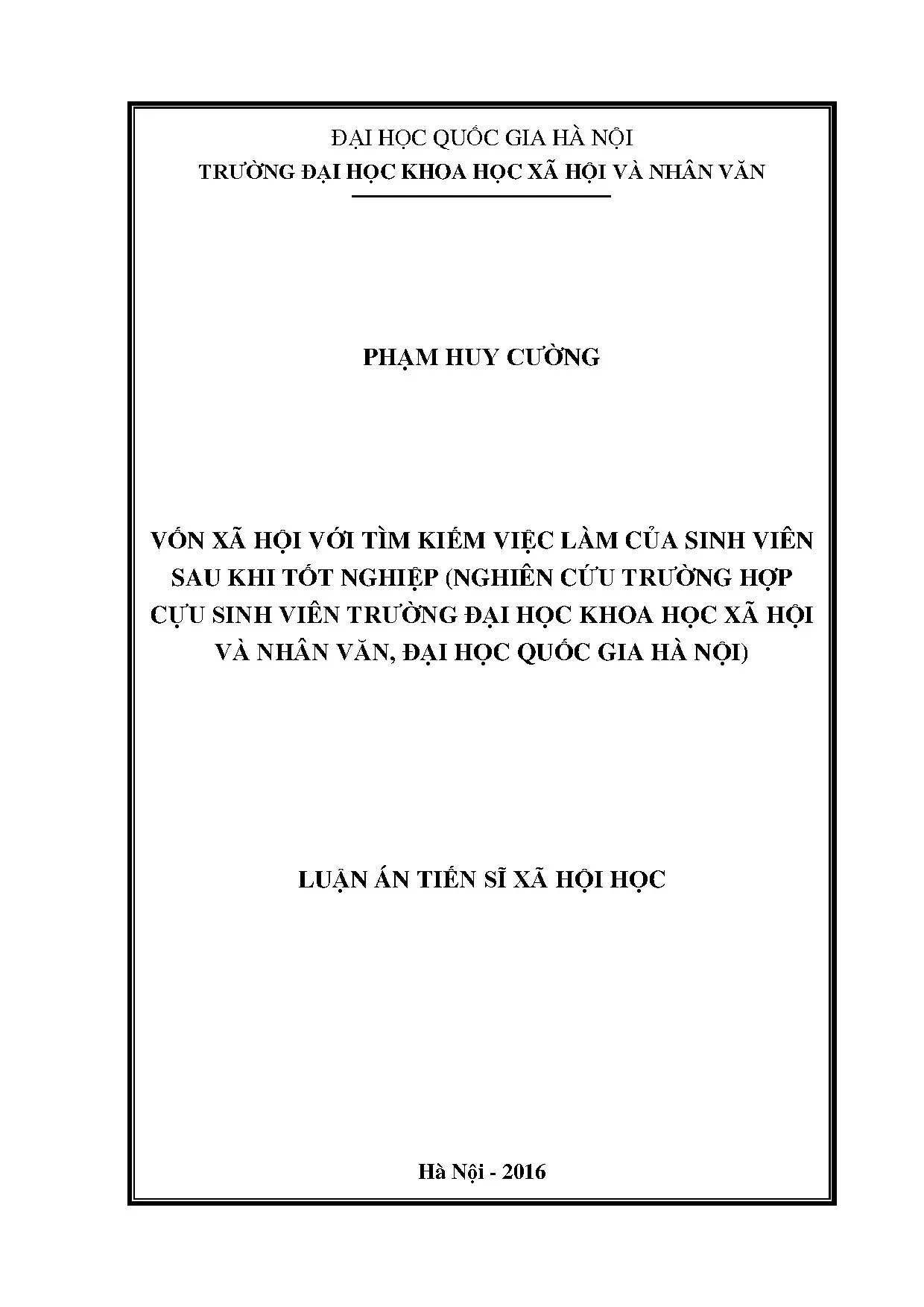 Vốn xã hội với tìm kiếm việc làm của sinh viên sau tốt nghiệp