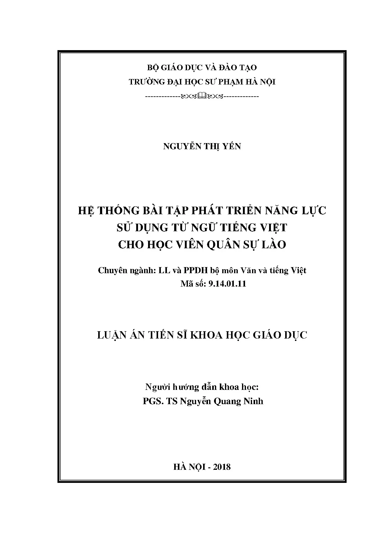 Hệ thống bài tập phát triển năng lực sử dụng từ ngữ tiếng Việt cho học viên quân sự Lào