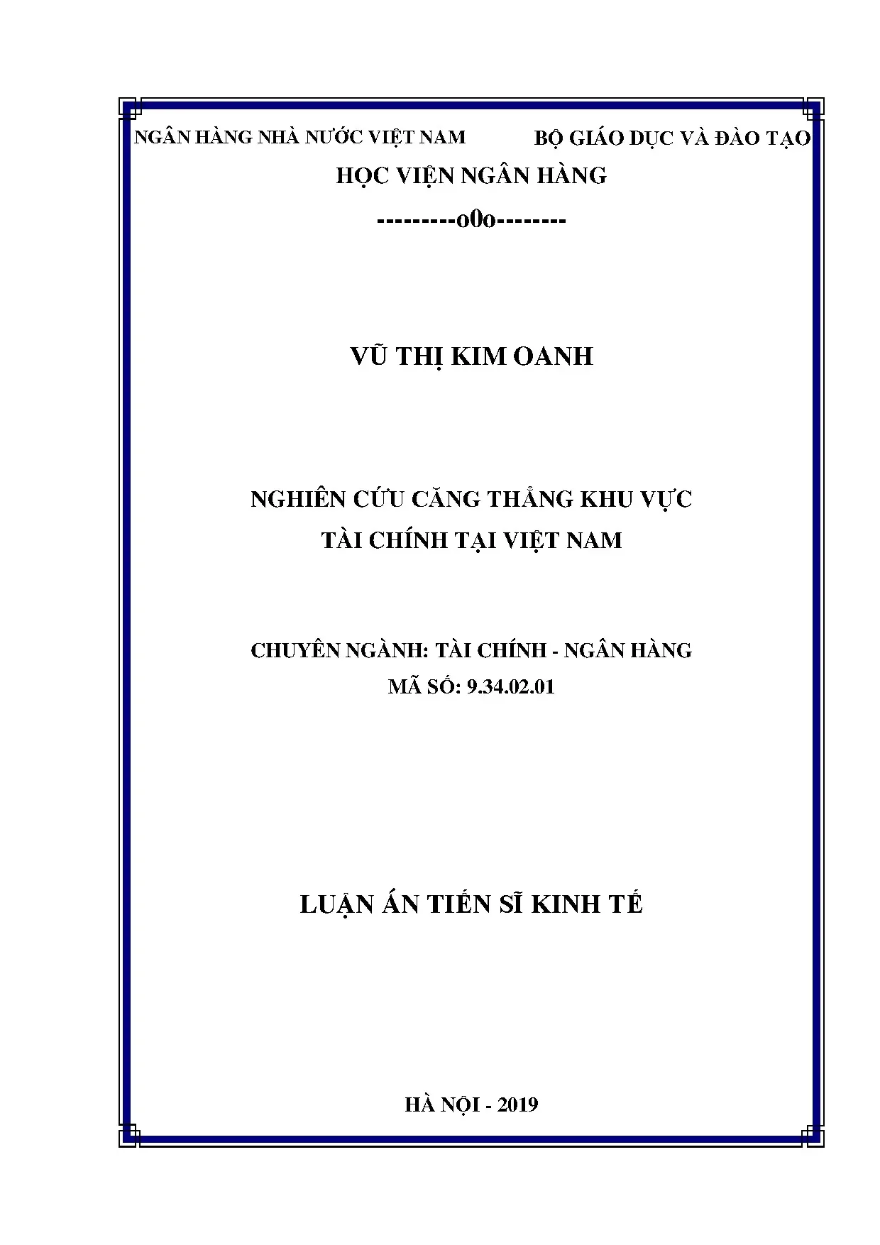 Luận án TS: Nghiên cứu căng thẳng tài chính VN