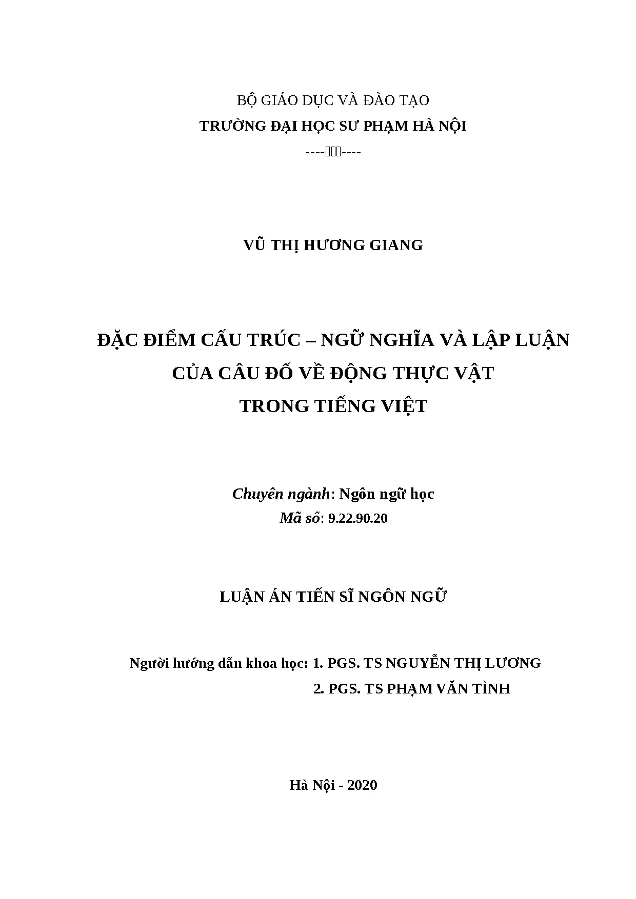 Cấu trúc, ngữ nghĩa và lập luận câu đố động thực vật tiếng Việt
