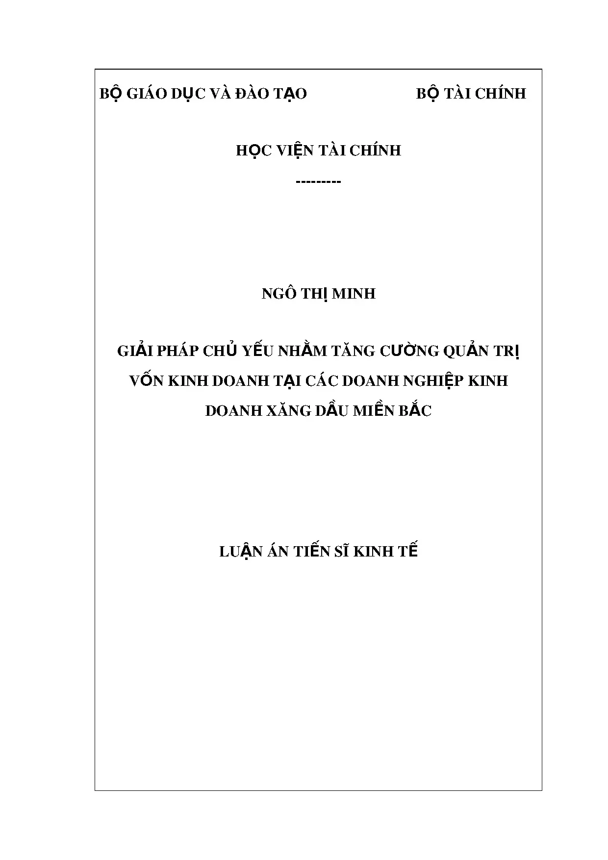 Giải pháp quản trị vốn kinh doanh doanh nghiệp xăng dầu miền Bắc