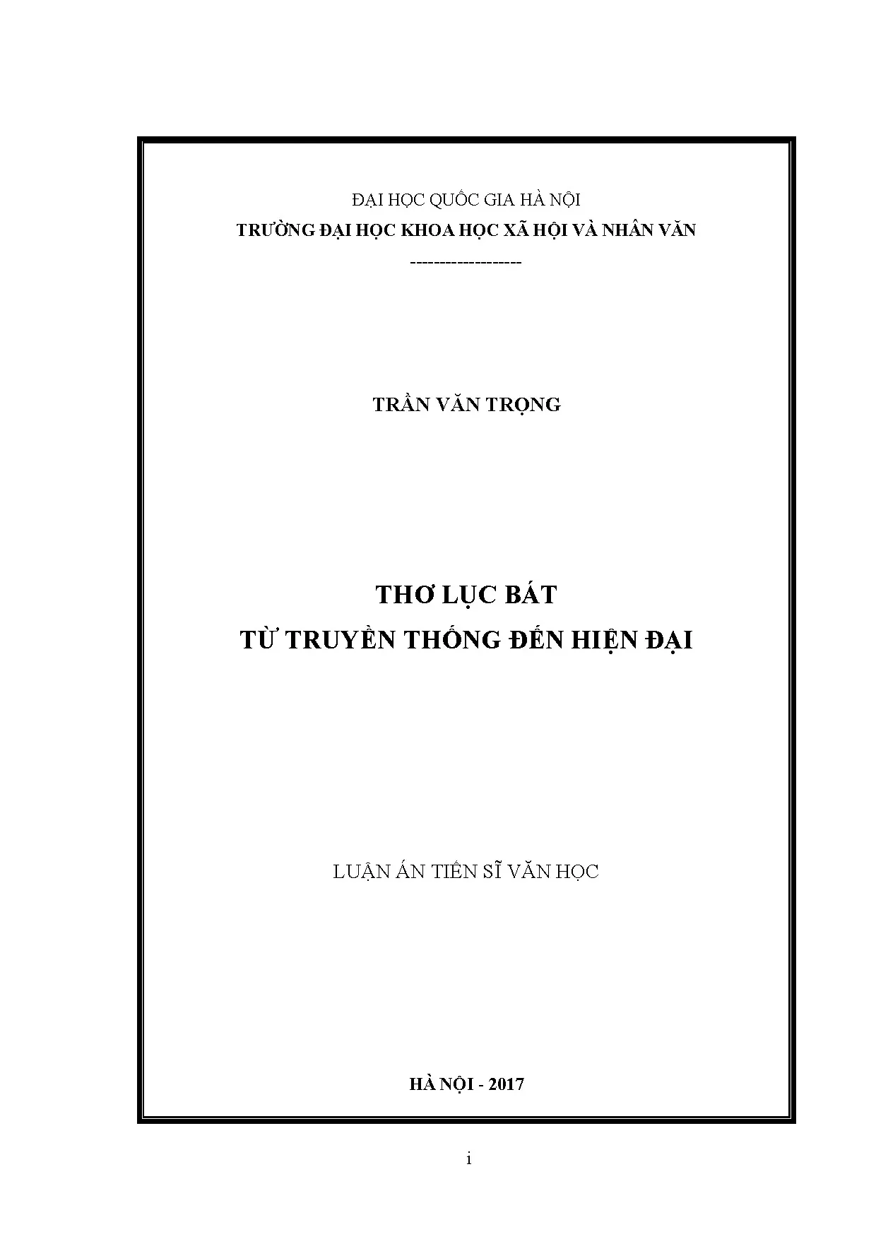Thơ lục bát từ truyền thống đến hiện đại - Luận án TS