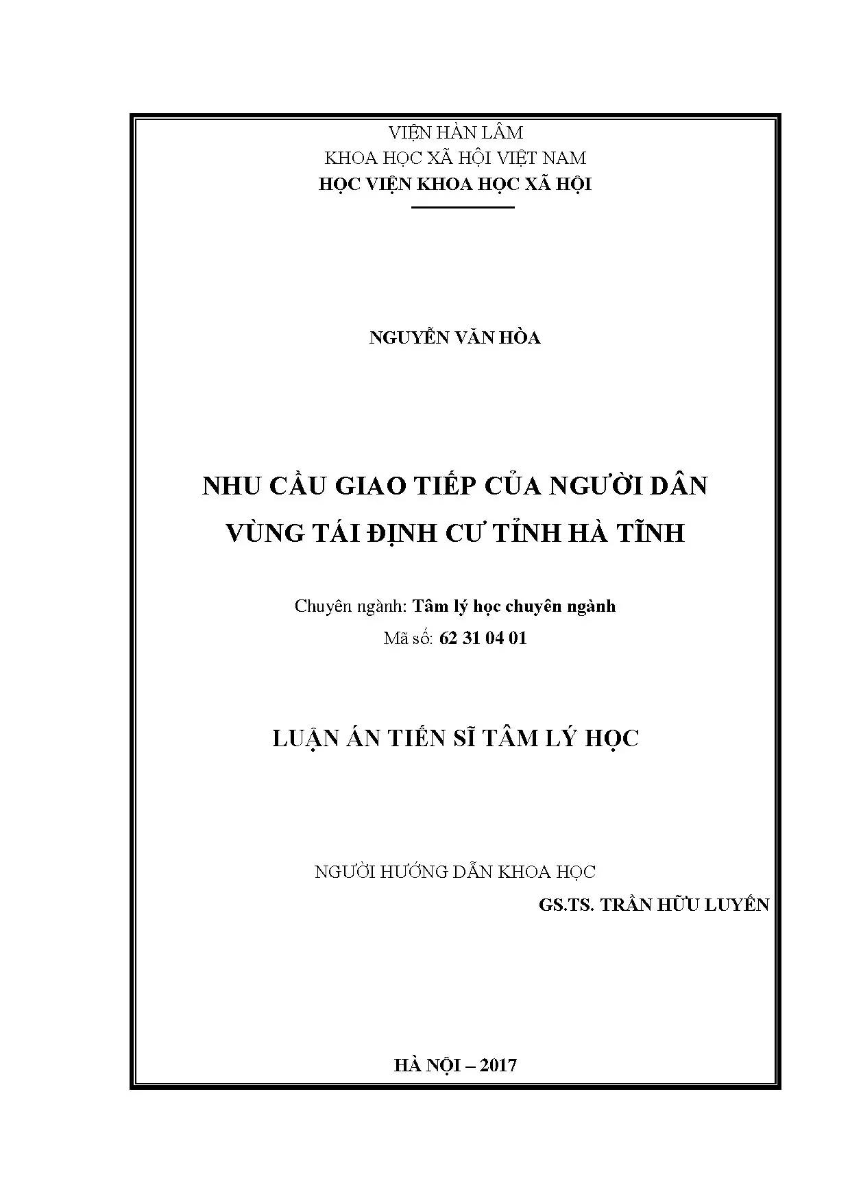 Nhu cầu giao tiếp của người dân tái định cư