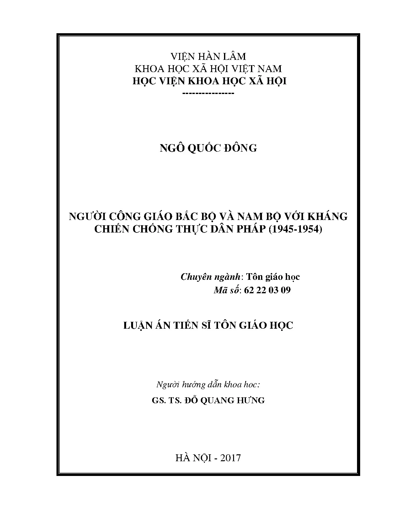 Người Công giáo và kháng chiến chống thực dân Pháp 1945-1954