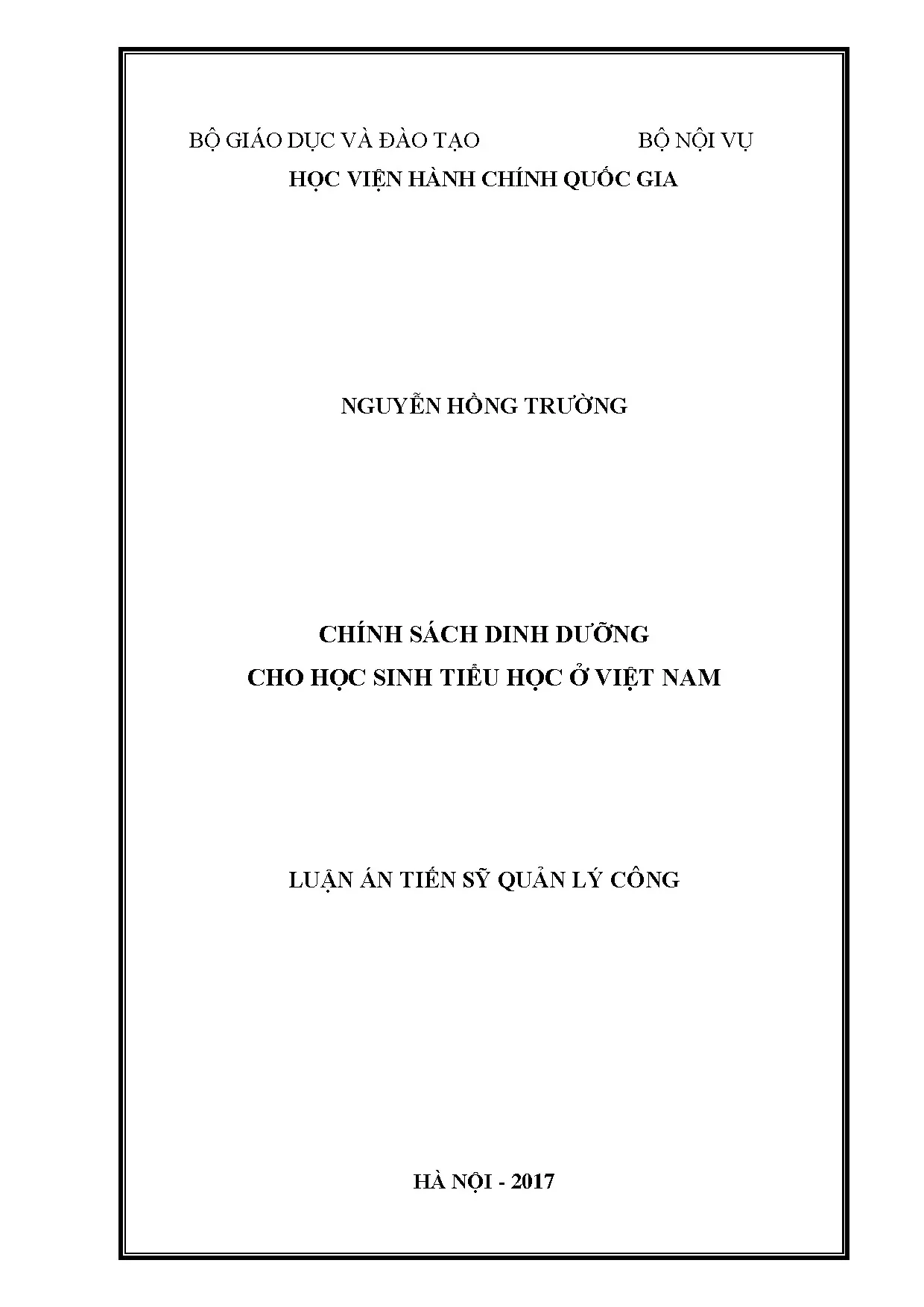 Chính sách dinh dưỡng cho học sinh tiểu học ở Việt Nam