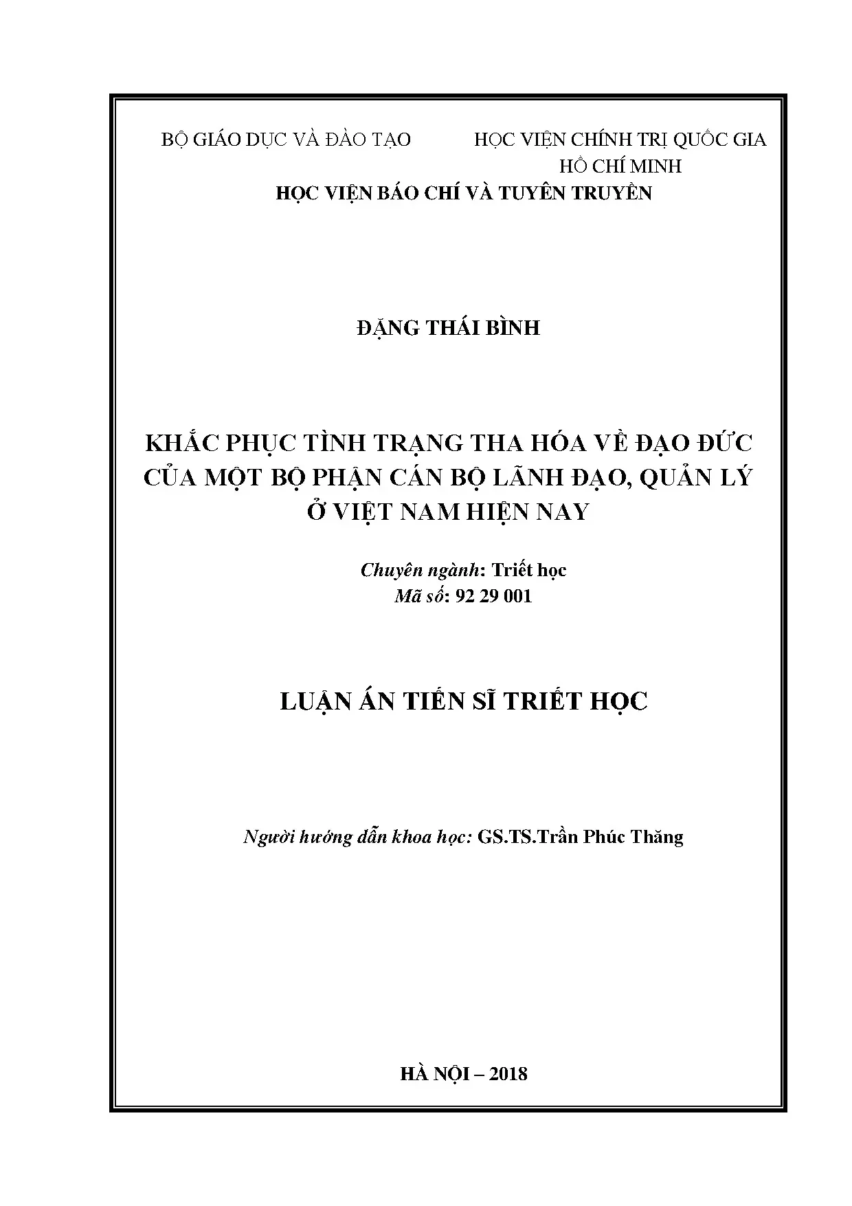 Khắc phục tha hóa đạo đức cán bộ lãnh đạo ở Việt Nam