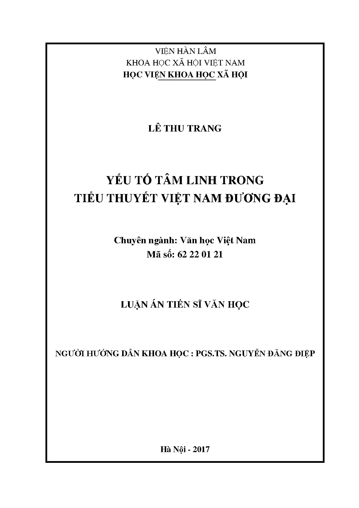 Yếu tố tâm linh trong tiểu thuyết Việt Nam đương đại