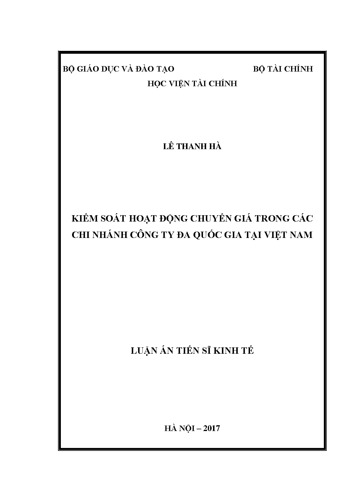 Kiểm soát Chuyển giá Chi nhánh Đa quốc gia tại Việt Nam
