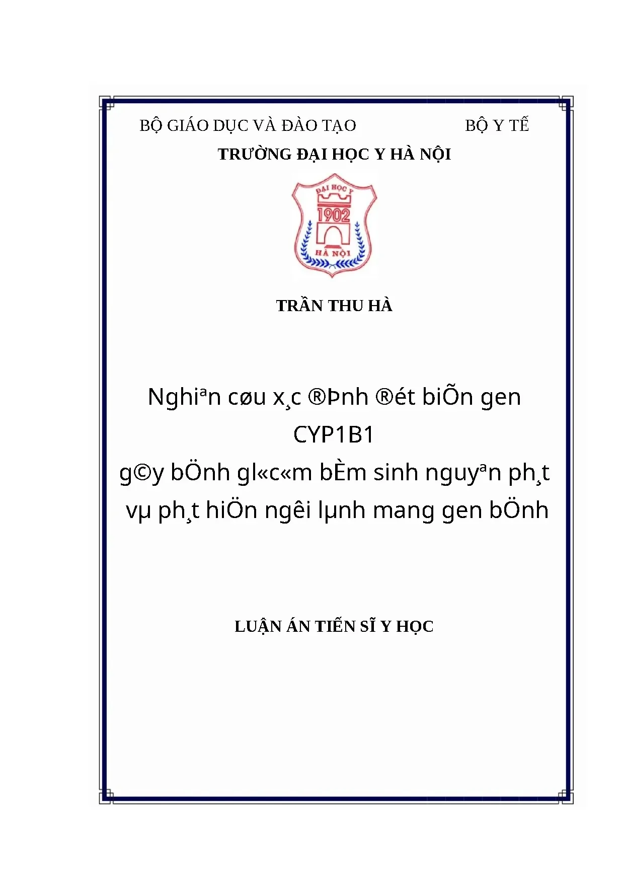 Nghiên cứu đột biến gen CYP1B1 và bệnh glôcôm bẩm sinh nguyên phát