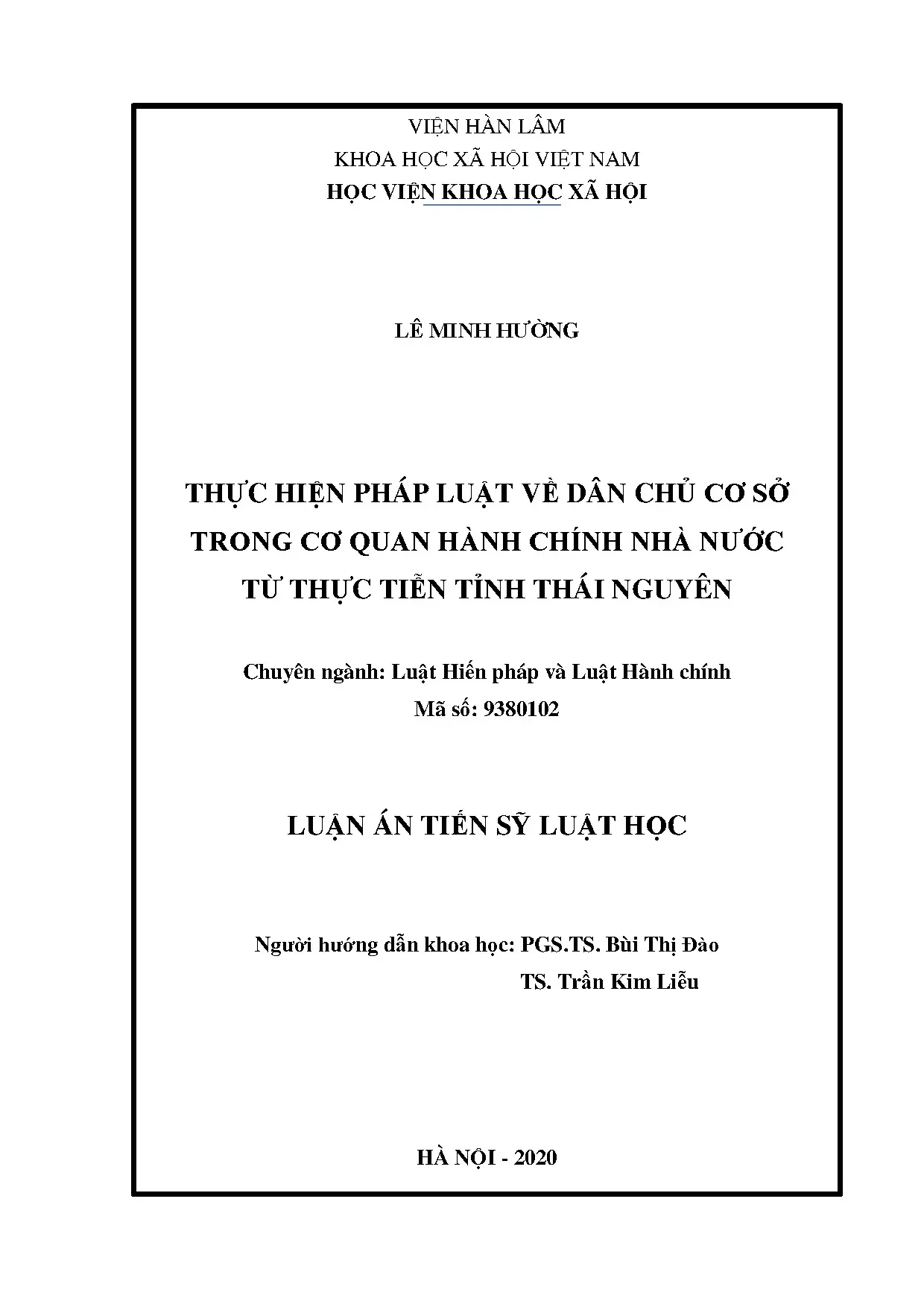 Dân chủ cơ sở trong cơ quan hành chính nhà nước Thái Nguyên