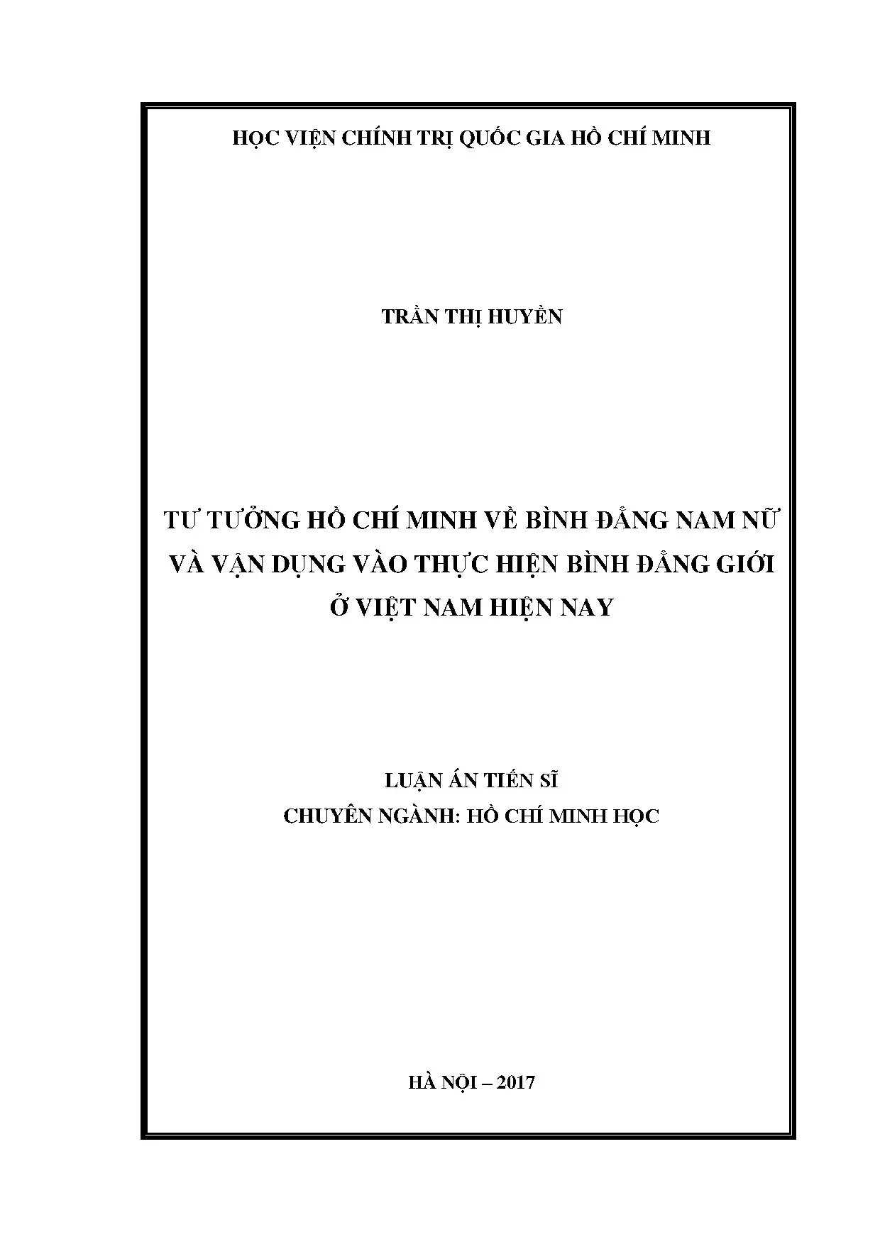 Tư tưởng HCM về bình đẳng nam nữ và vận dụng