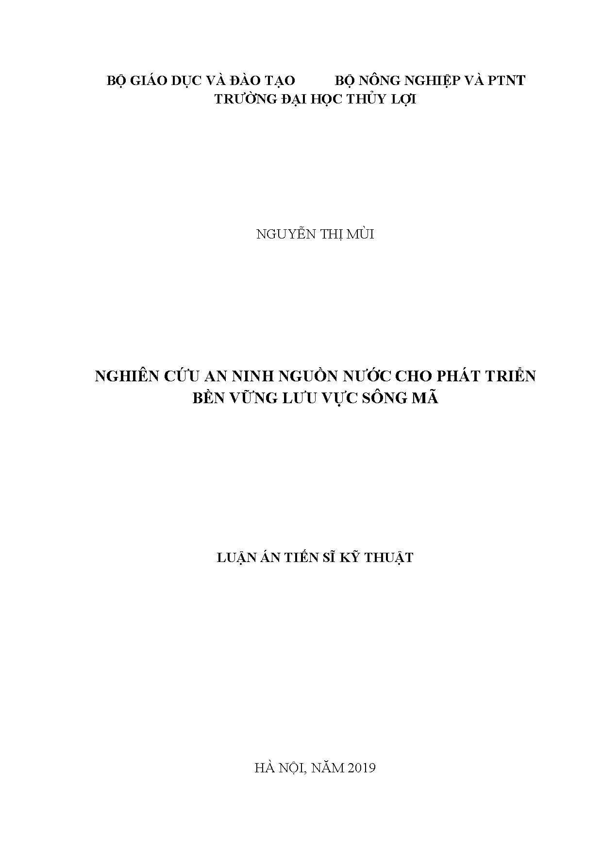 An ninh nguồn nước bền vững lưu vực sông Mã