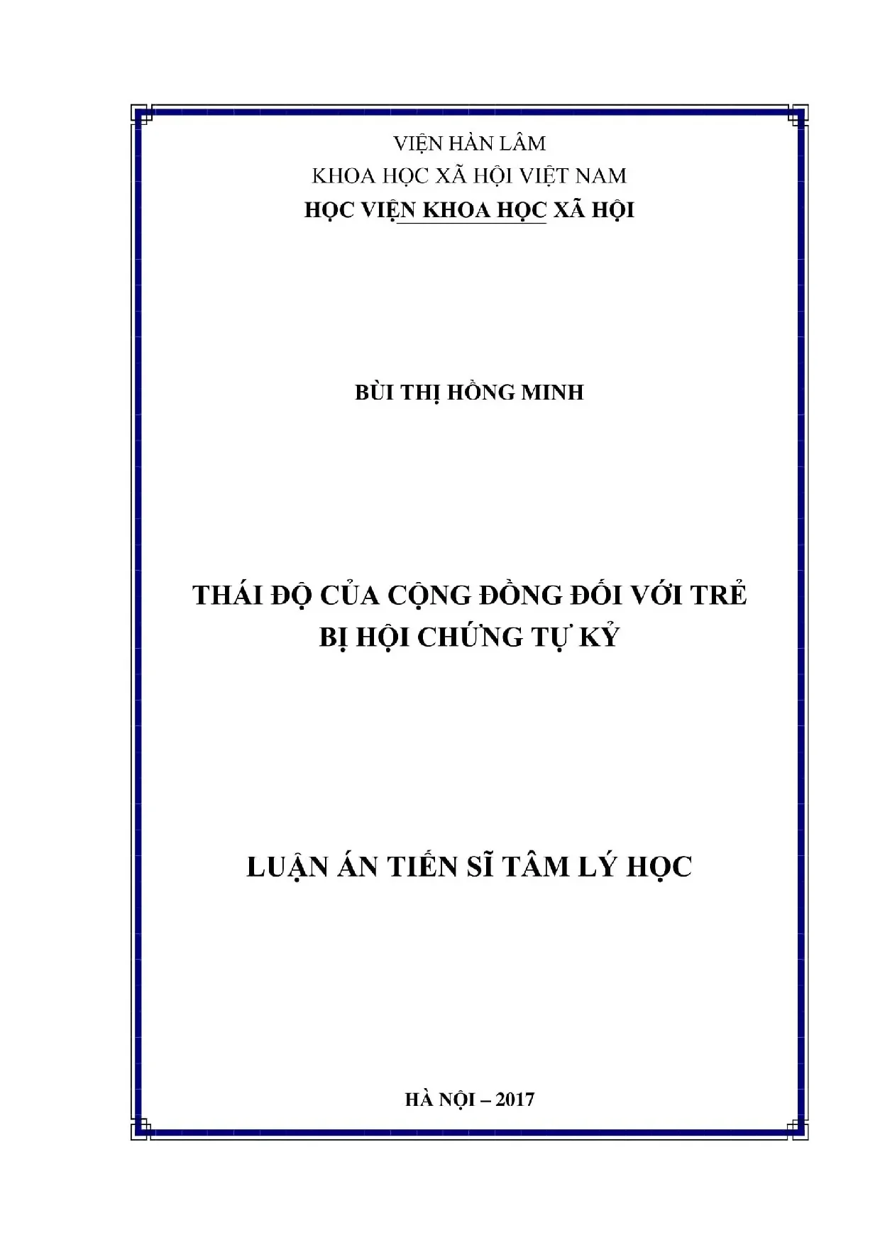 Thái độ cộng đồng với trẻ tự kỷ - Nghiên cứu