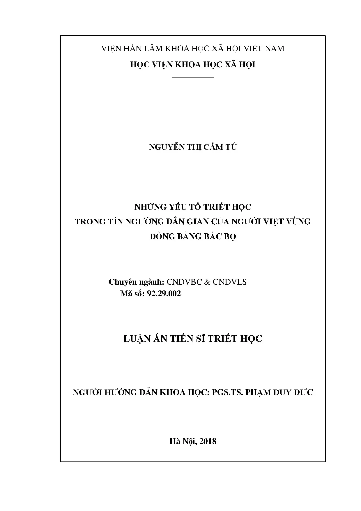 Yếu tố triết học trong tín ngưỡng dân gian người Việt Bắc Bộ