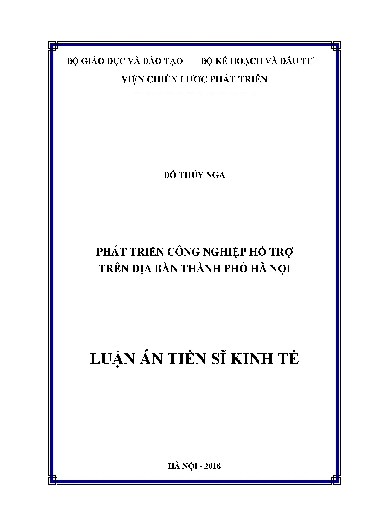 Phát triển công nghiệp hỗ trợ tại TP Hà Nội - Luận án TS