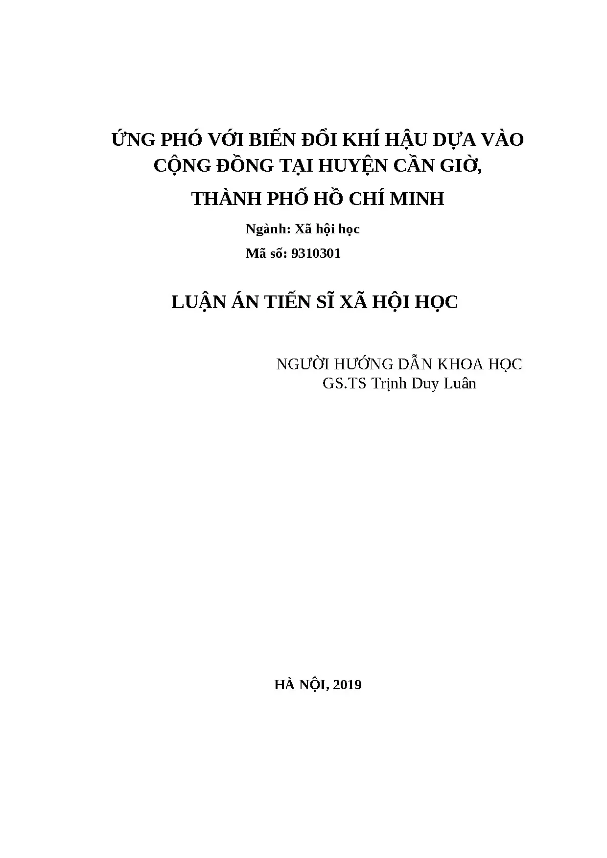 Ứng phó Biến đổi khí hậu dựa vào cộng đồng ở Cần Giờ