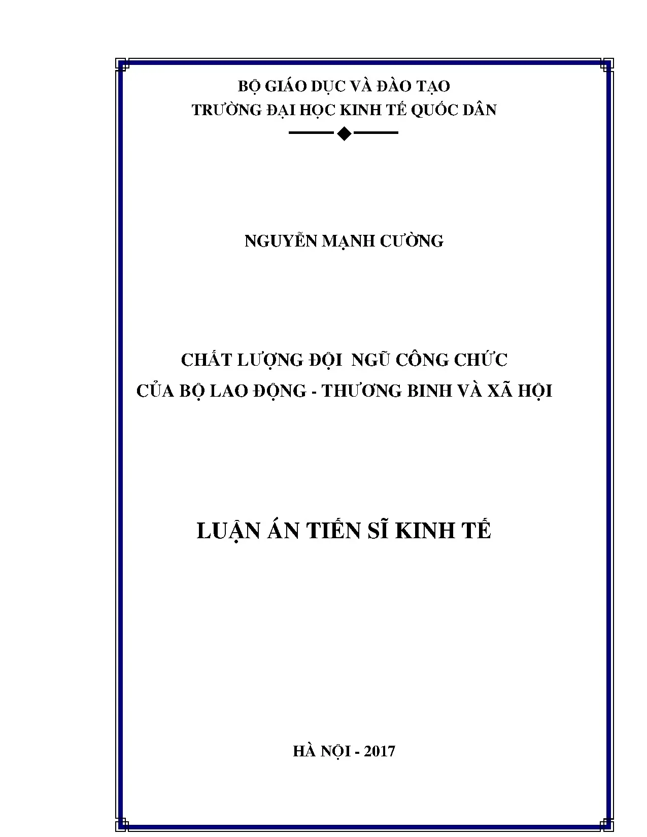 Nghiên cứu chất lượng đội ngũ công chức Bộ Lao động - TBXH