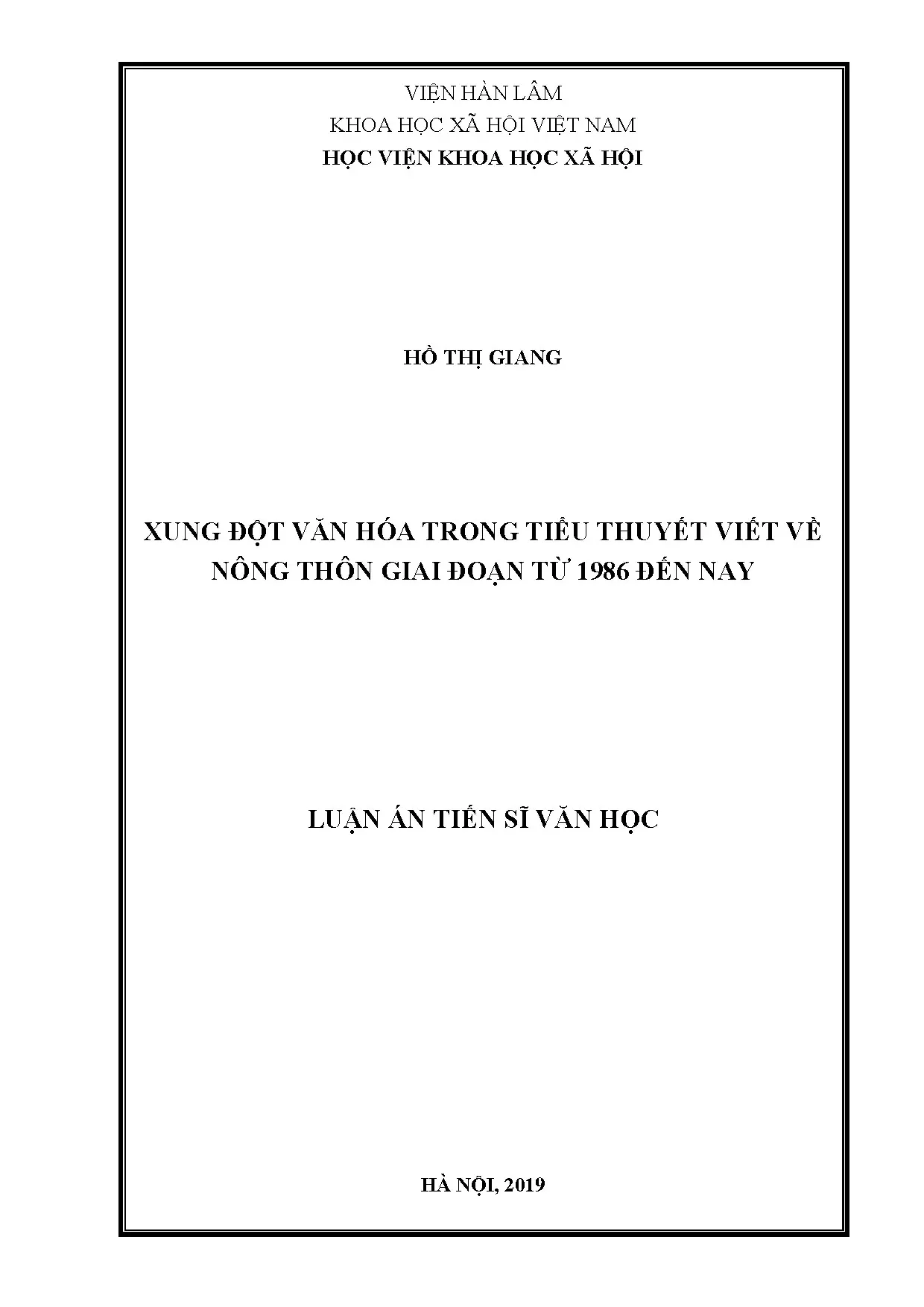 Xung đột văn hóa trong tiểu thuyết nông thôn Việt Nam sau Đổi mới
