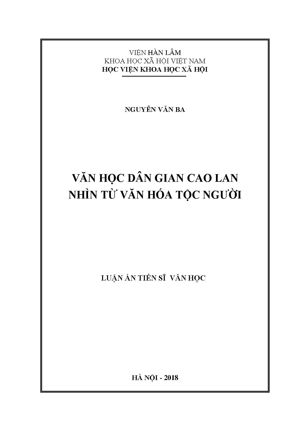 Văn học dân gian Cao Lan từ góc nhìn văn hóa tộc người