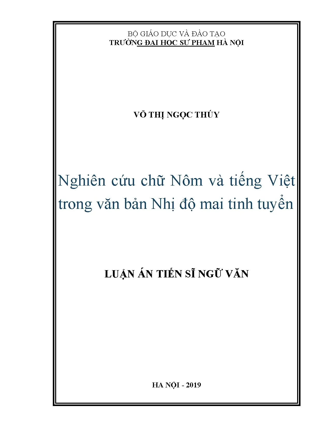 Nghiên cứu chữ Nôm và tiếng Việt trong Nhị độ mai tinh tuyển