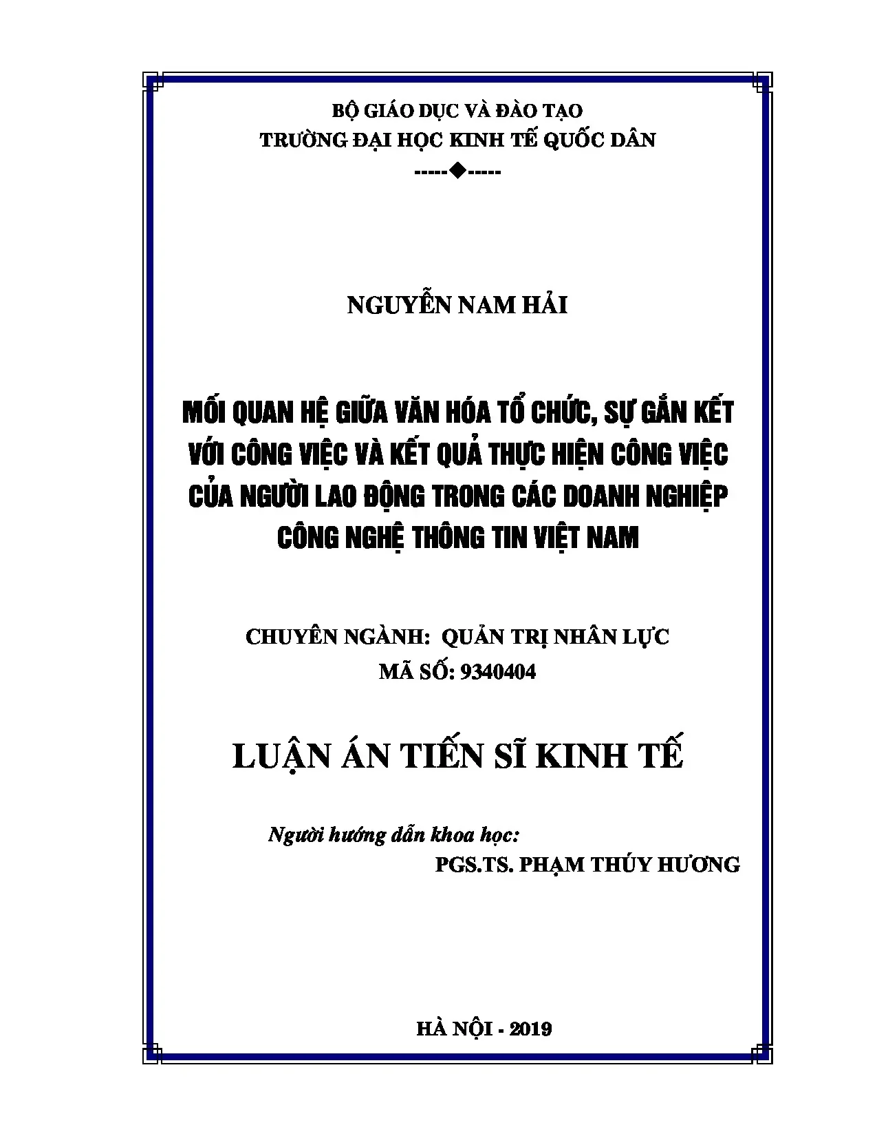 Mối quan hệ văn hóa tổ chức, gắn kết và hiệu quả công việc