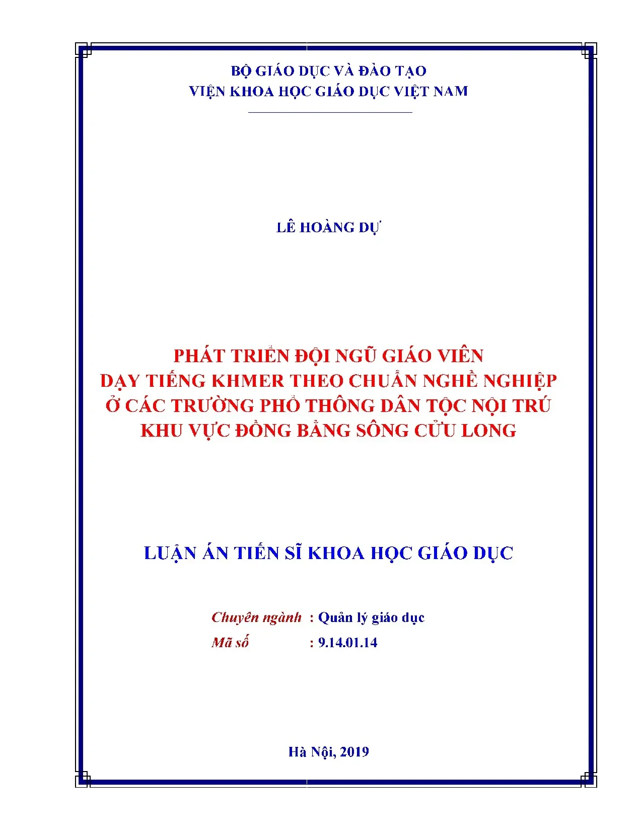 Luận án tiến sĩ phát triển đội ngũ giáo viên dạy tiếng khmer