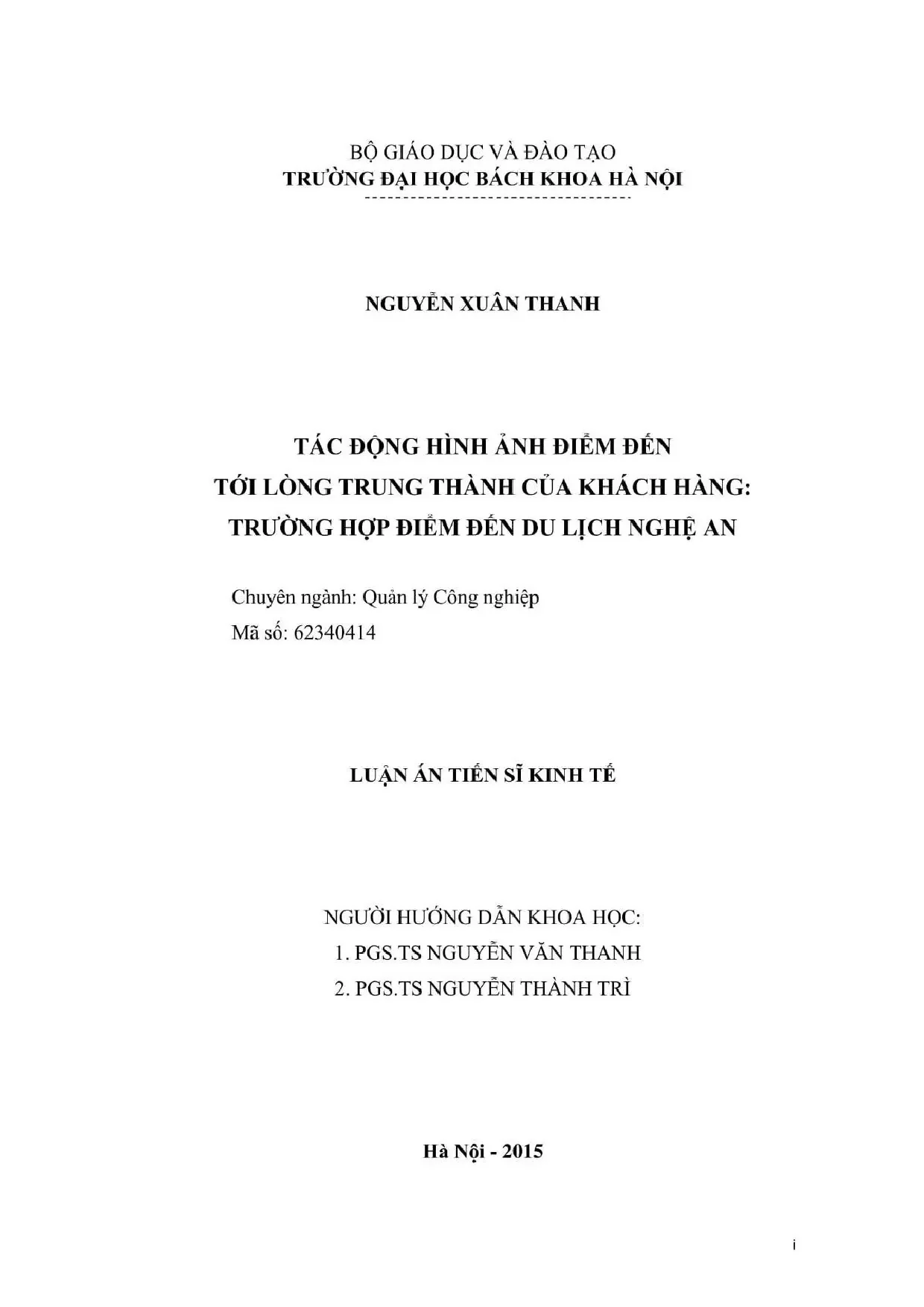 Tác động hình ảnh điểm đến tới lòng trung thành của khách hà