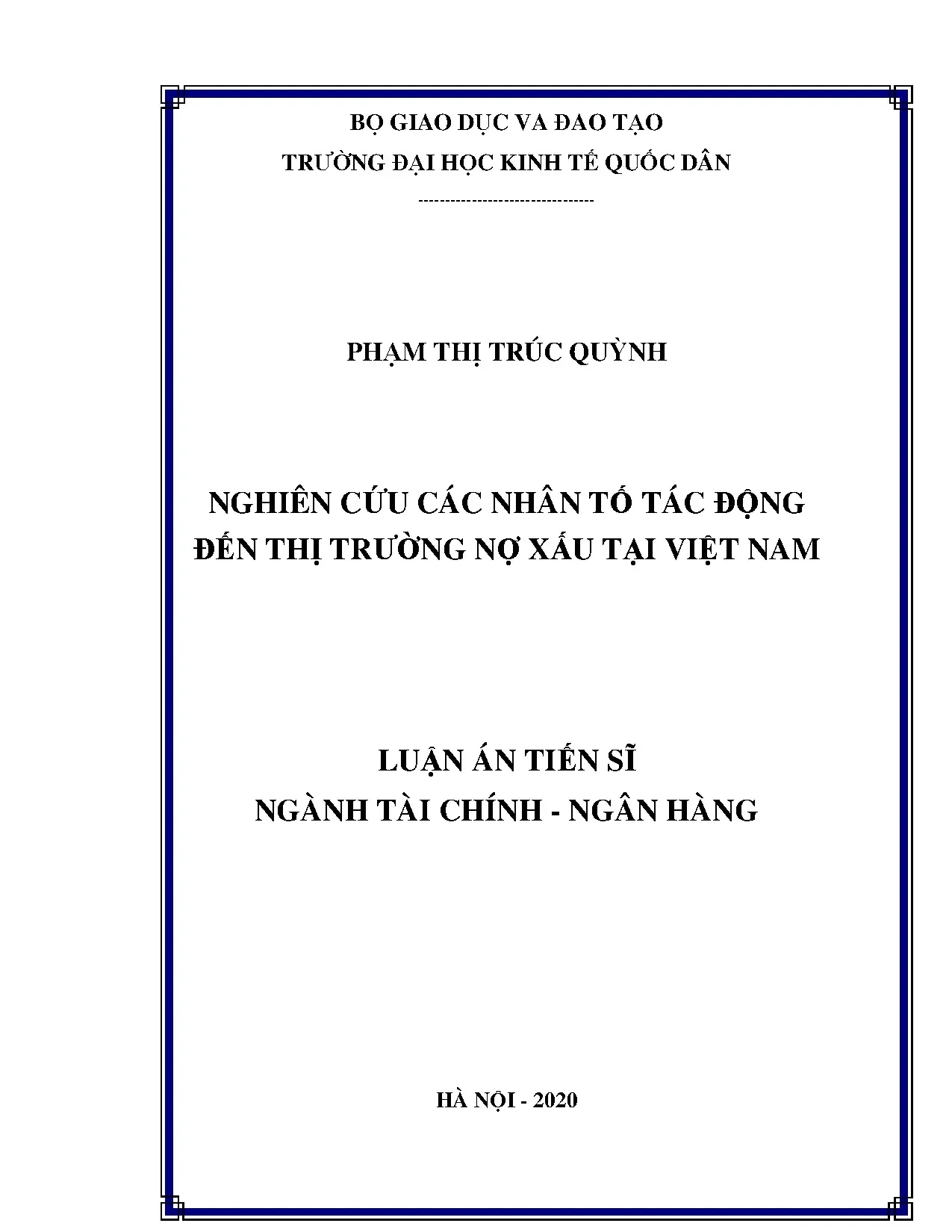 Nghiên cứu nhân tố tác động đến thị trường nợ xấu Việt Nam