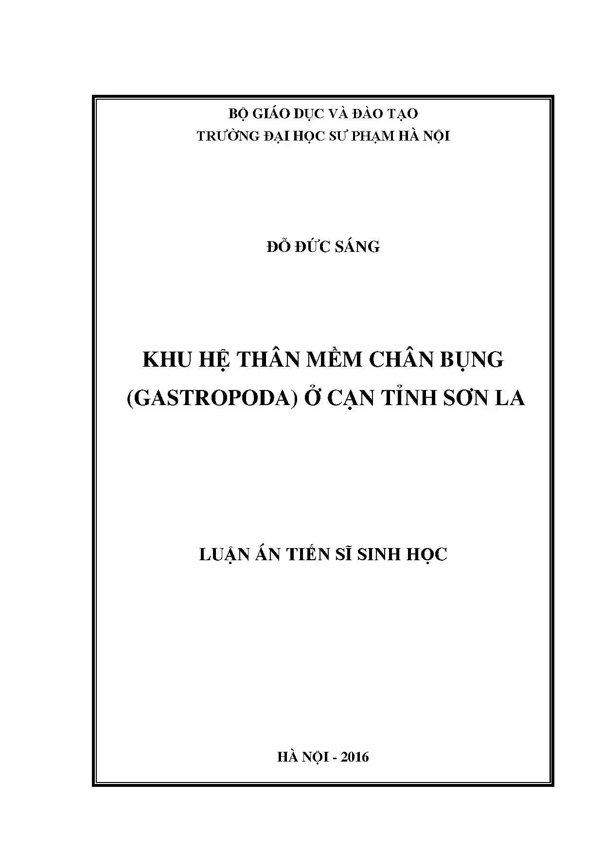 Luận án tiến sĩ: Khu hệ Gastropoda ở cạn tỉnh Sơn La