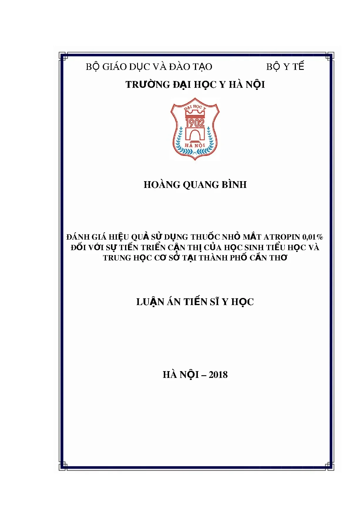 Đánh giá hiệu quả atropin 0,01% kiểm soát cận thị học sinh